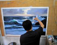25這位畫(huà)師在撥弄他的浪潮……這些畫(huà)雖說(shuō)沒(méi)什么太大的收藏價(jià)值，但至少有這么些人在為之付出，還是值得大家去駐足欣賞的