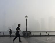 2017年1月3日，上海，受大霧天氣影響，陸家嘴地標(biāo)建筑僅剩輪廓，上海中心大廈幾乎消失在大霧及灰霾中。王岡/視覺中國