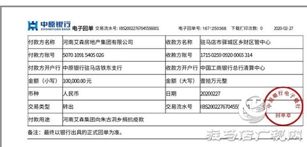 河南艾森房地產(chǎn)集團(tuán)有限公司連續(xù)向抗疫一線捐贈(zèng)款物達(dá)50余萬(wàn)元