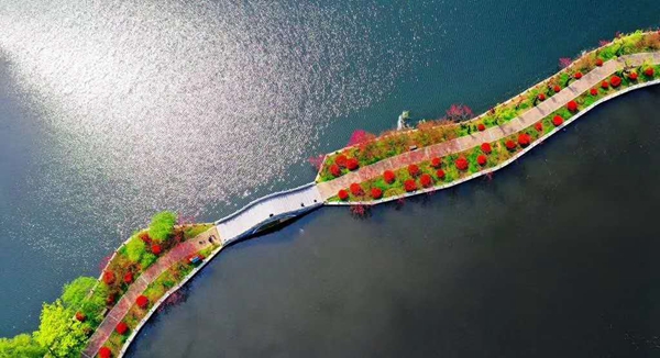 春風(fēng)拂“蘇堤”，游人醉“斷橋”，四月的天中美景似江南