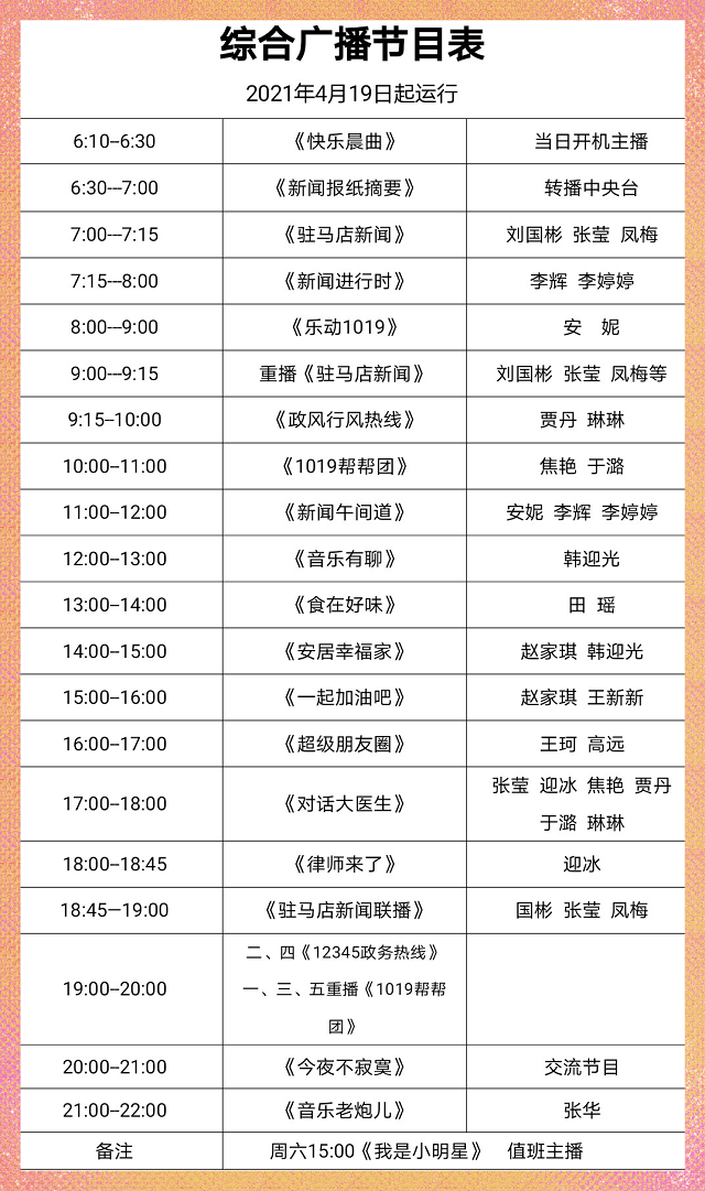 【1019重磅】駐馬店廣播電視臺(tái)綜合廣播全新改版在即，新主播精彩亮相！