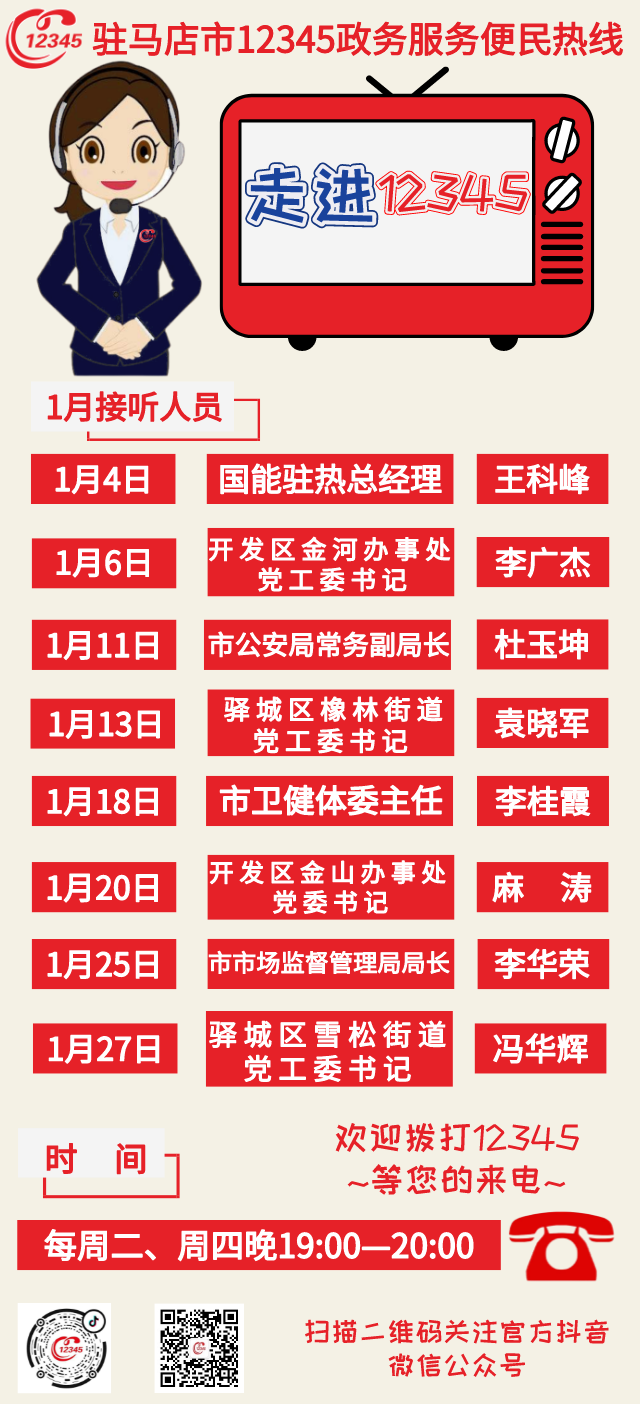 速看！一月份這些單位將接聽12345政務(wù)服務(wù)熱線