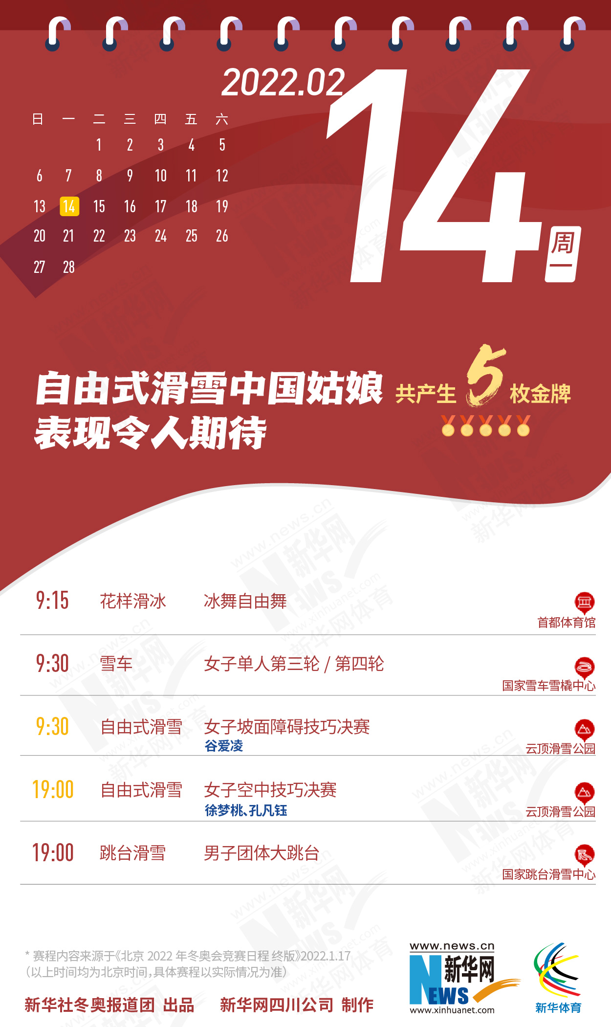 拿走不謝！這份北京冬奧會金牌賽事日歷太贊了