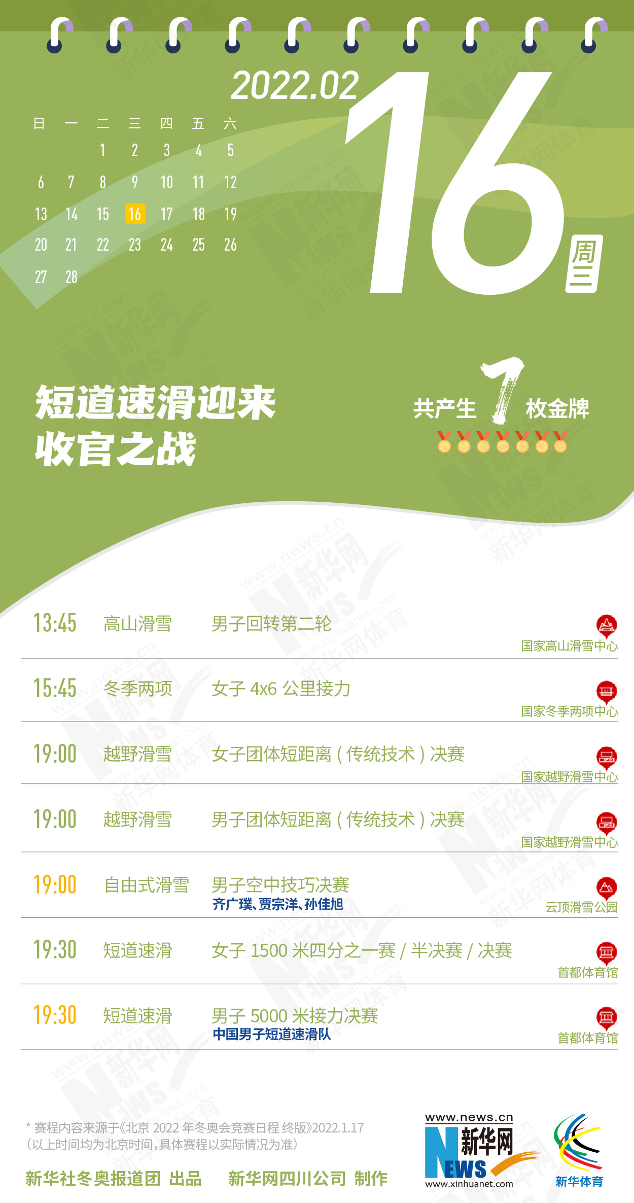拿走不謝！這份北京冬奧會金牌賽事日歷太贊了