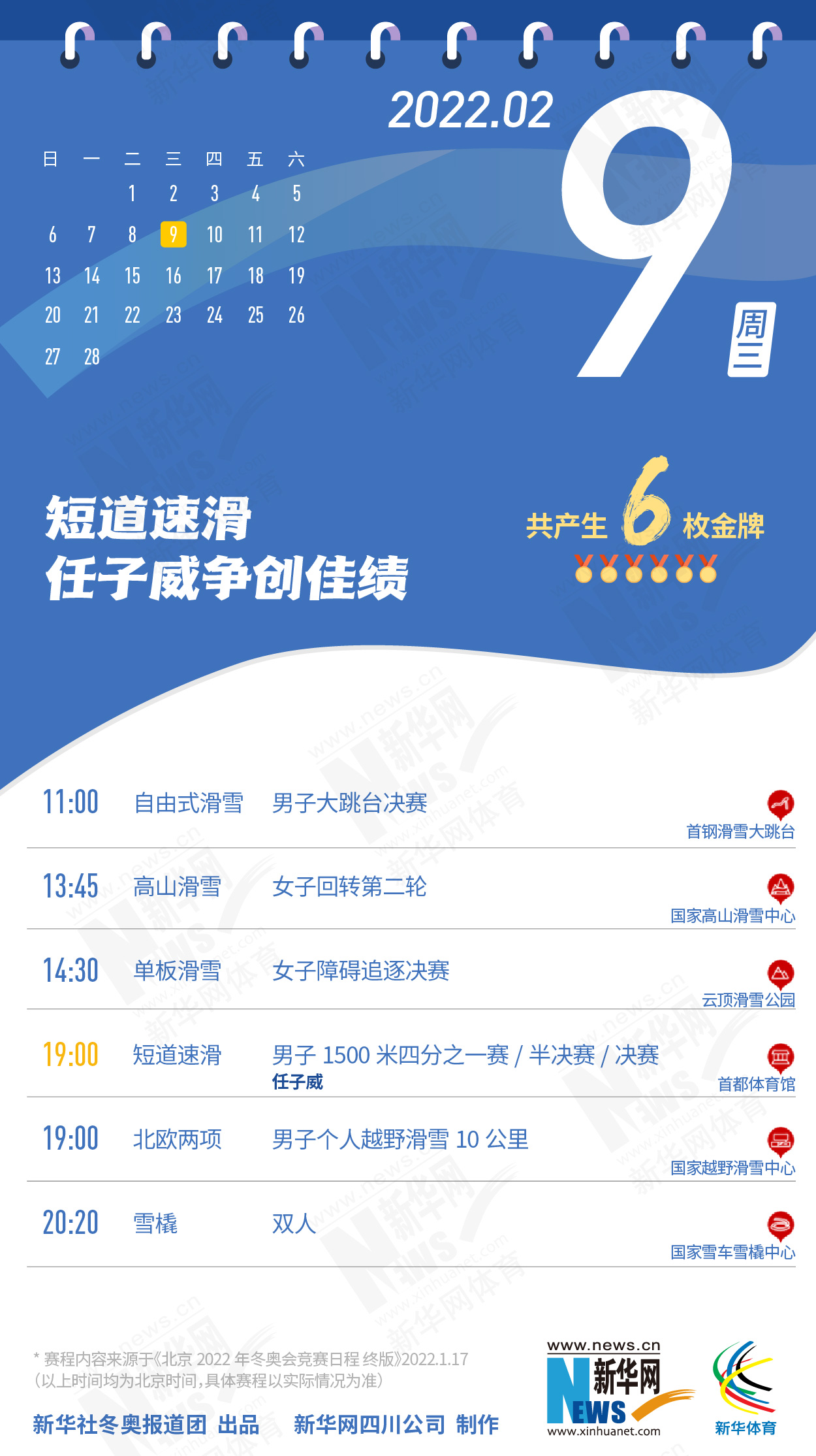 拿走不謝！這份北京冬奧會金牌賽事日歷太贊了