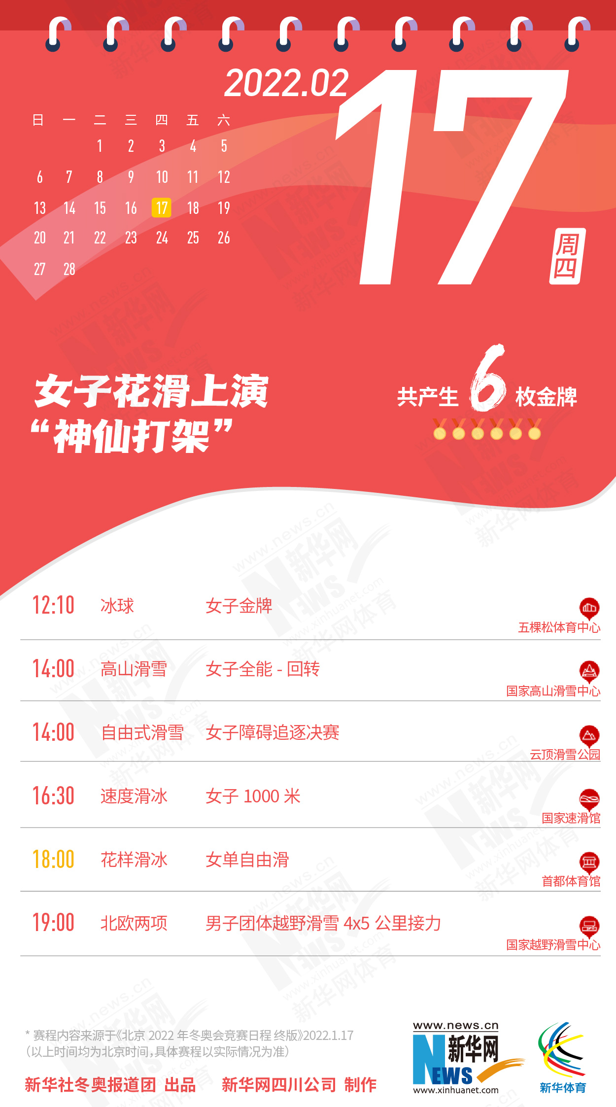 拿走不謝！這份北京冬奧會金牌賽事日歷太贊了