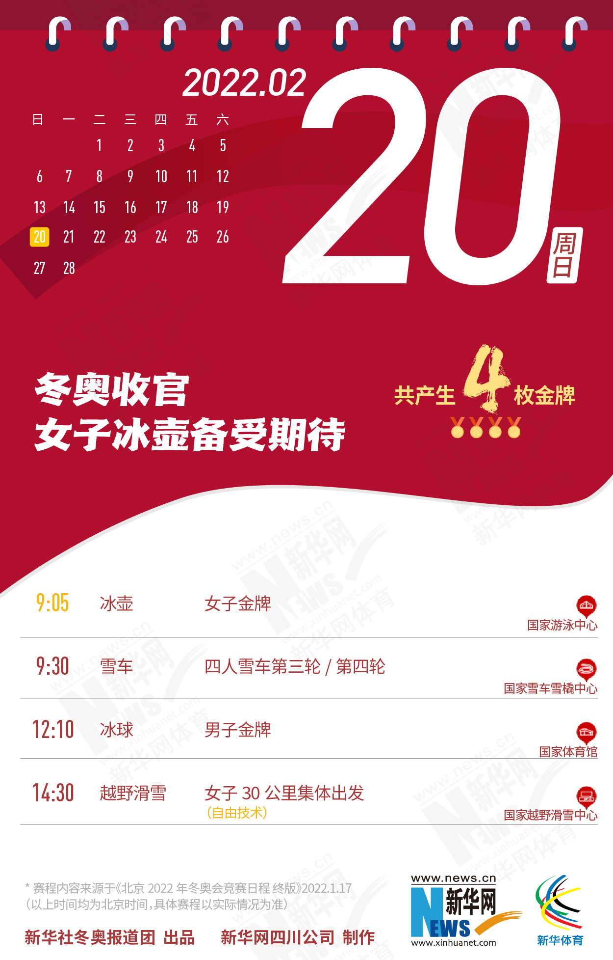 拿走不謝！這份北京冬奧會金牌賽事日歷太贊了