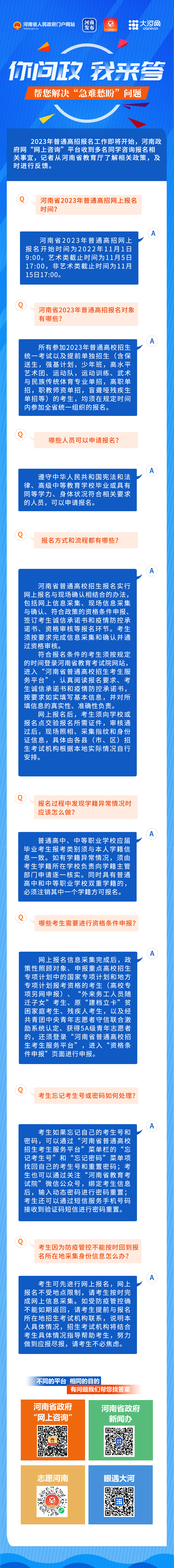 一圖了解2023年普通高招報(bào)名事宜