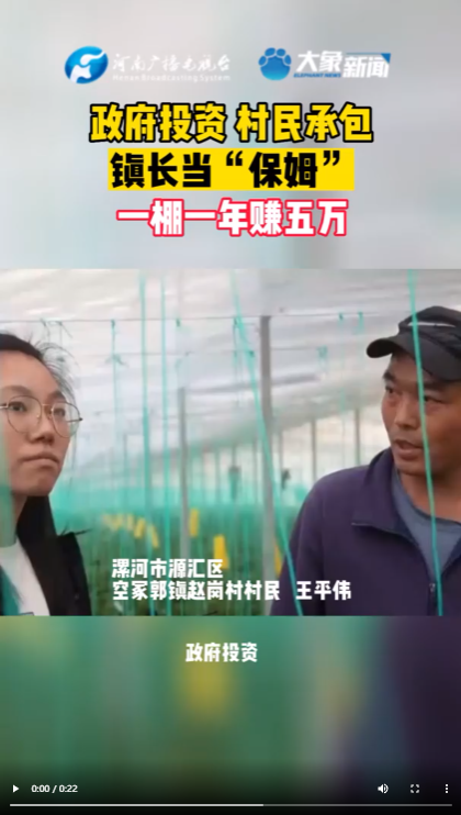 政府投資 村民承包 鎮(zhèn)長當(dāng)“保姆” 一棚一年賺五萬