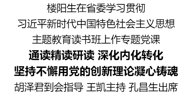 樓陽(yáng)生在省委學(xué)習(xí)貫徹習(xí)近平新時(shí)代中國(guó)特色社會(huì)主義思想主題教育讀書(shū)班上作專(zhuān)題黨課