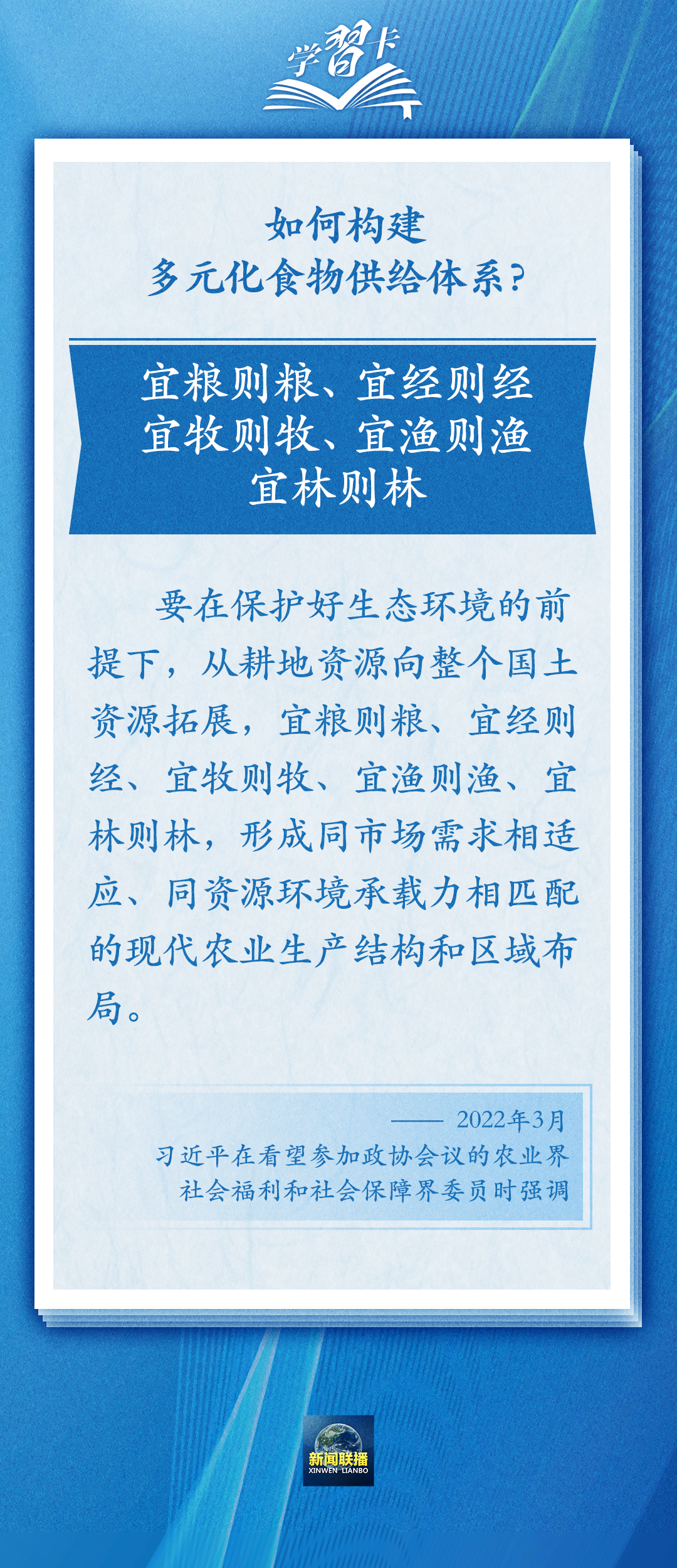 學(xué)習(xí)卡丨踐行大食物觀，把農(nóng)業(yè)建成大產(chǎn)業(yè)