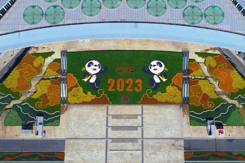 第六屆進(jìn)博會(huì)場(chǎng)館景觀裝飾全面“定妝”