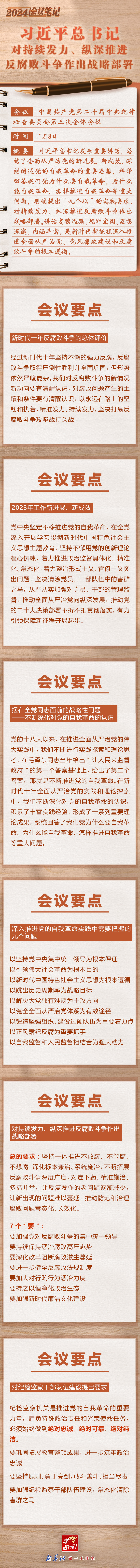 學習進行時｜2024會議筆記：習近平總書記對持續(xù)發(fā)力、縱深推進反腐敗斗爭作出戰(zhàn)略部署