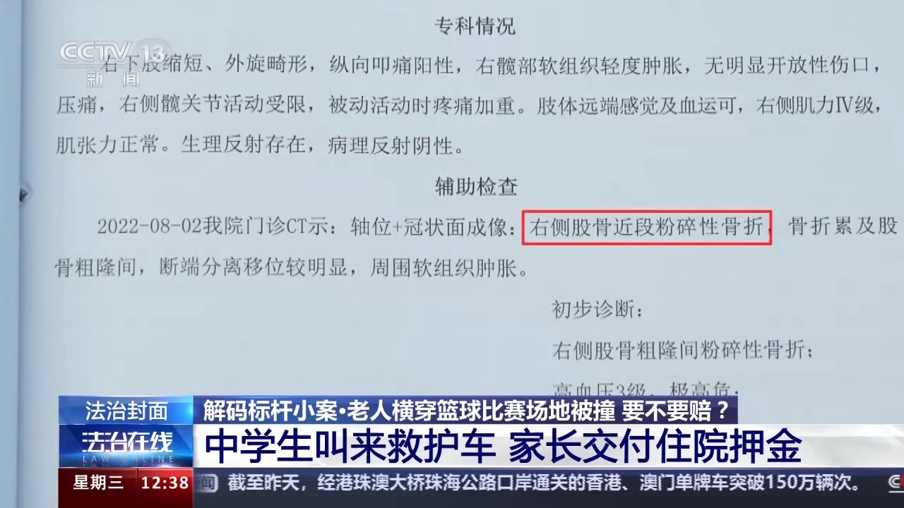 老人橫穿籃球比賽場地被撞要不要賠？法院判決→