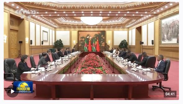 獨(dú)家視頻丨習(xí)近平會(huì)見多米尼克總理斯凱里特