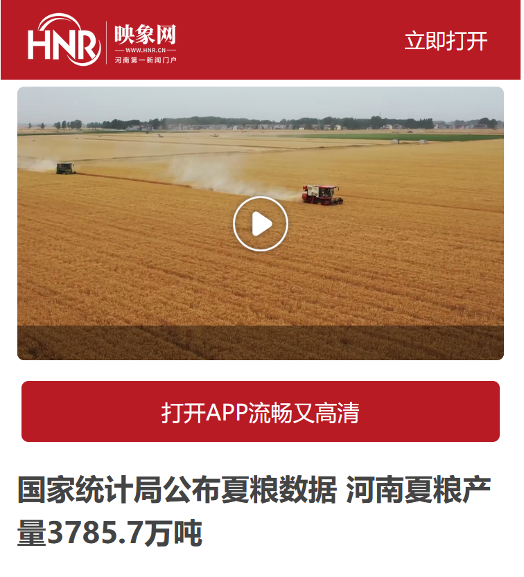  國(guó)家統(tǒng)計(jì)局公布夏糧數(shù)據(jù) 河南夏糧產(chǎn)量3785.7萬噸