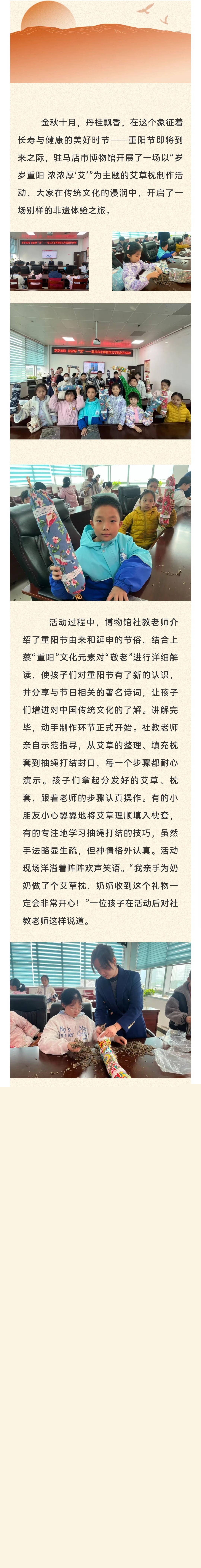 駐馬店市博物館“歲歲重陽 濃濃厚‘艾’” 艾草枕制作活動成功舉辦
