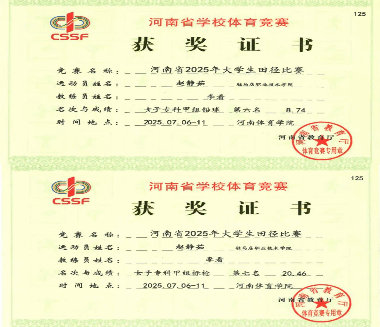  喜報(bào)！駐馬店職業(yè)技術(shù)學(xué)院在2025年河南省多項(xiàng)體育賽事中再創(chuàng)佳績