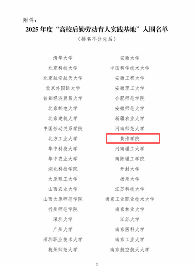 黃淮學(xué)院獲評(píng)全國高校后勤勞動(dòng)育人實(shí)踐基地