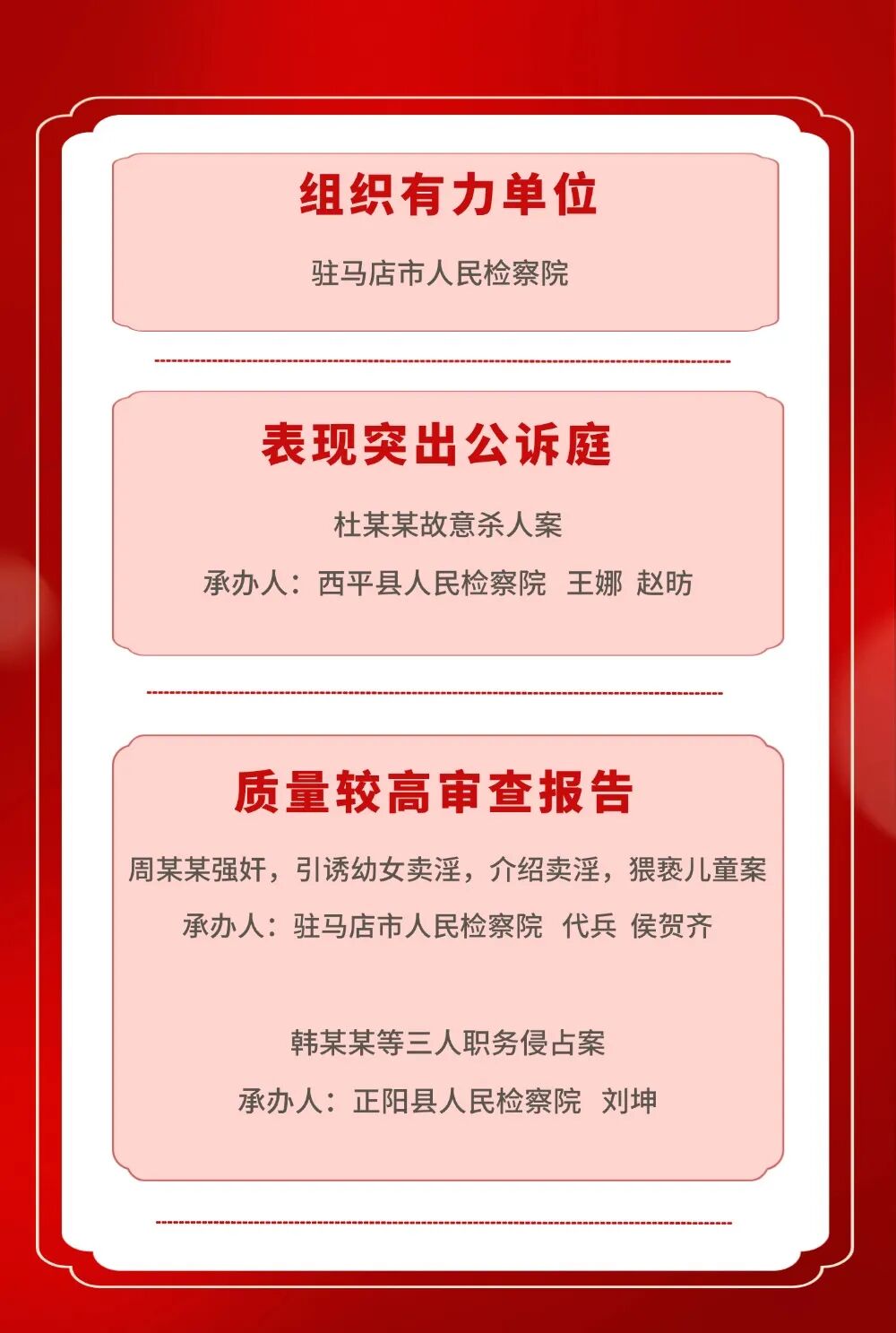駐馬店市檢察機(jī)關(guān)刑事案件出庭支持公訴工作被通報表揚