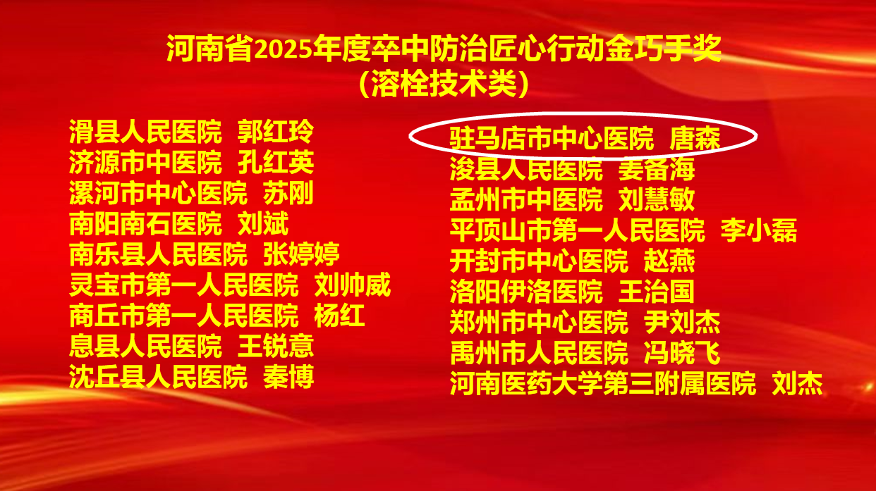 6項(xiàng)集體獎(jiǎng)+7項(xiàng)個(gè)人獎(jiǎng)！駐馬店市中心醫(yī)院卒中防治工作再創(chuàng)佳績
