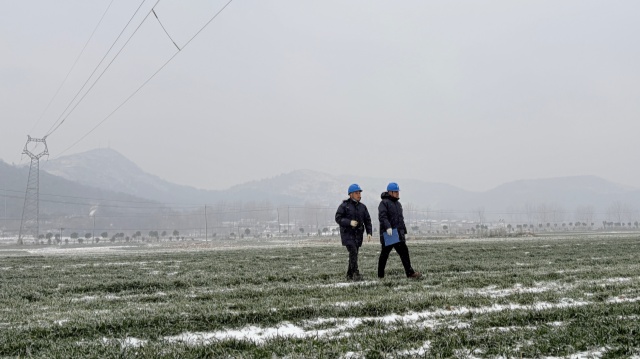 國(guó)網(wǎng)確山縣供電公司：頂風(fēng)“浴”雪 巡線保供電
