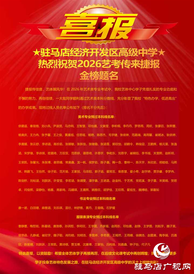  馬年啟盛景 藝考捷報傳——駐馬店經(jīng)濟開發(fā)區(qū)高級中學(xué)2026屆藝術(shù)生專業(yè)考試再創(chuàng)輝煌！